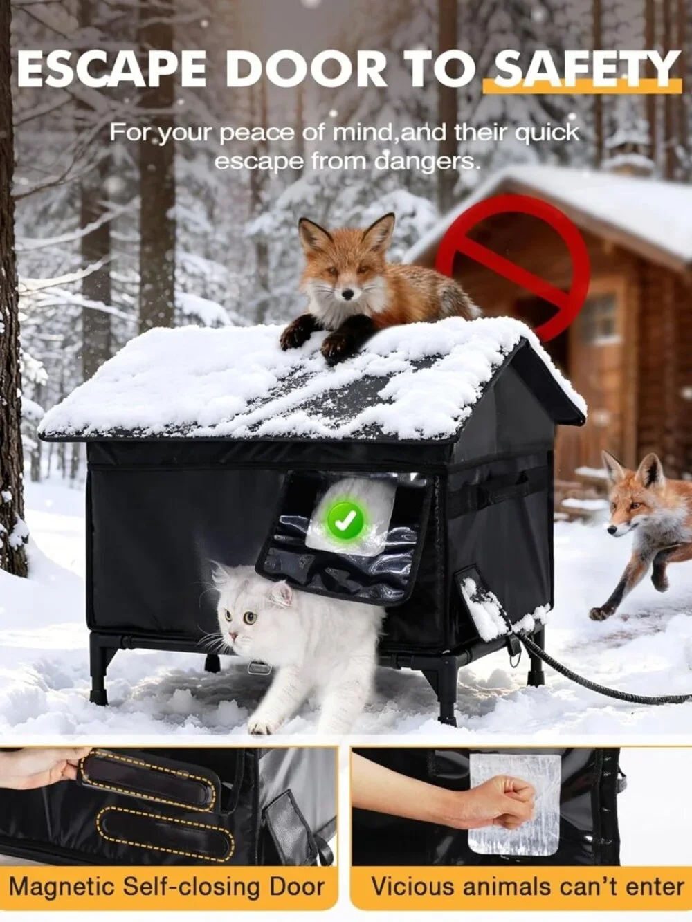 Large Heated Outdoor Cat House - Weatherproof Shelter for Multiple Cats, Cozy